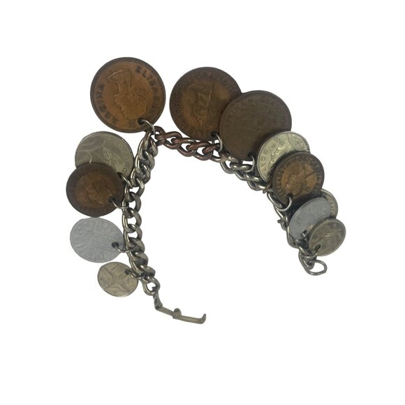 Vintage 1950s Coin Charm Bracelet Featuring Global Coins - Picture 8 of 10